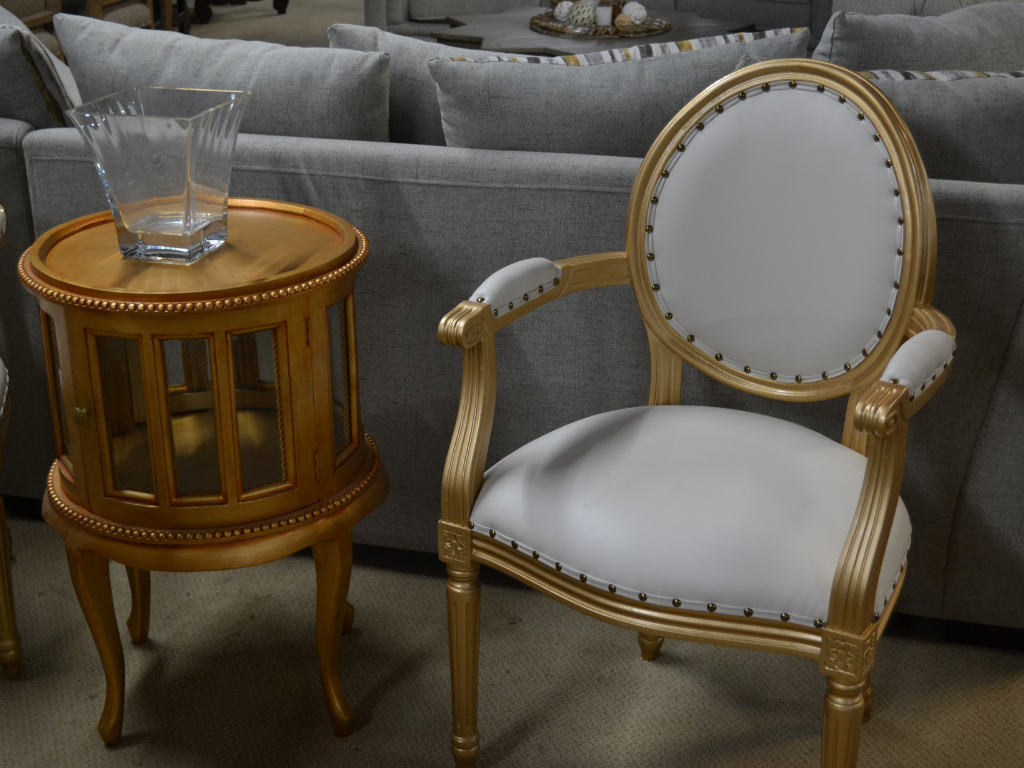 Classic Elegance in Every Detail: French Accent Chair & Curved Side Table Now on Sale